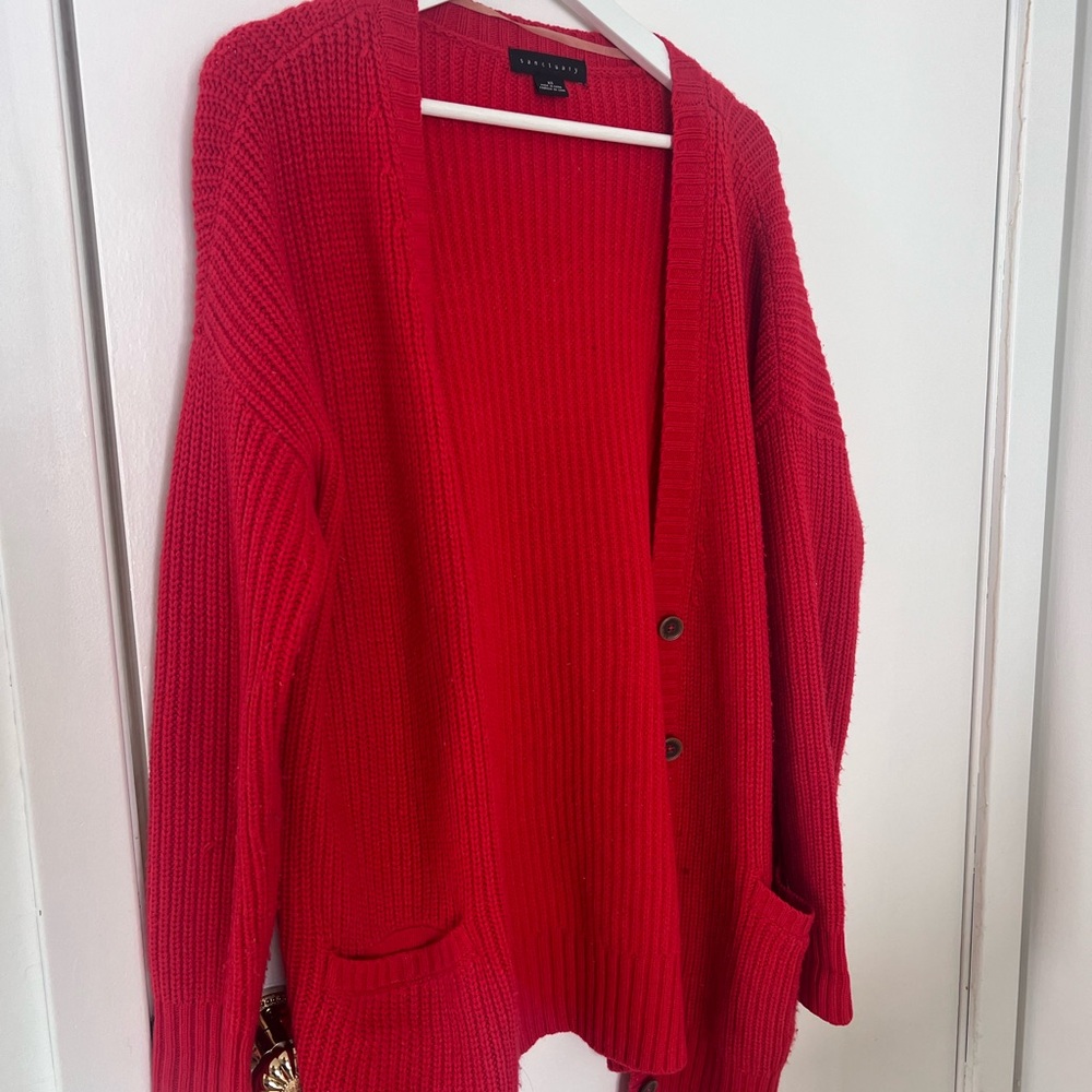 Sanctuary Oversized Red Women's Cardigan